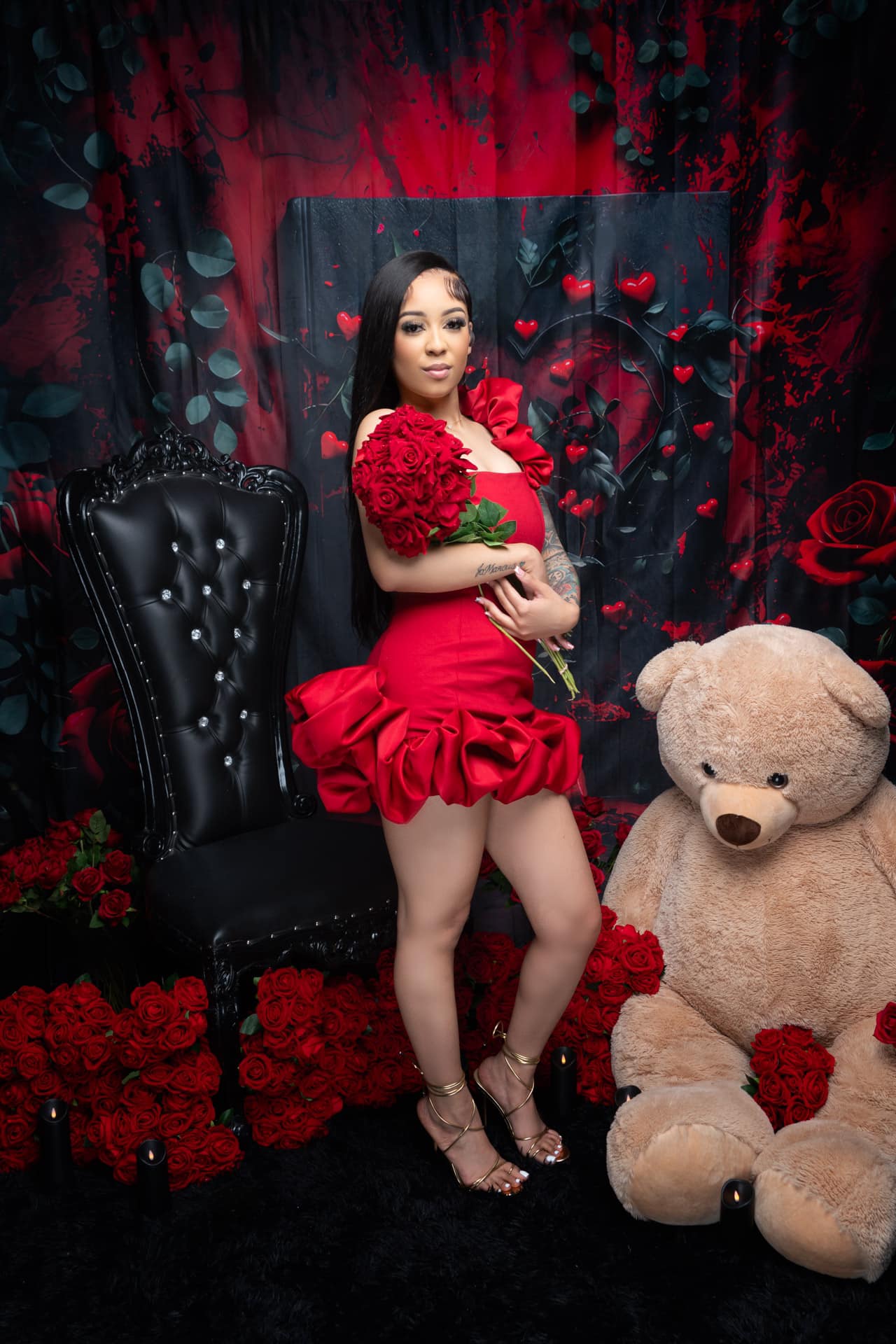 Valentinstag Backdrops Fotografie Rose Rahmen Romantisches Herz Backdrop BRP12-216