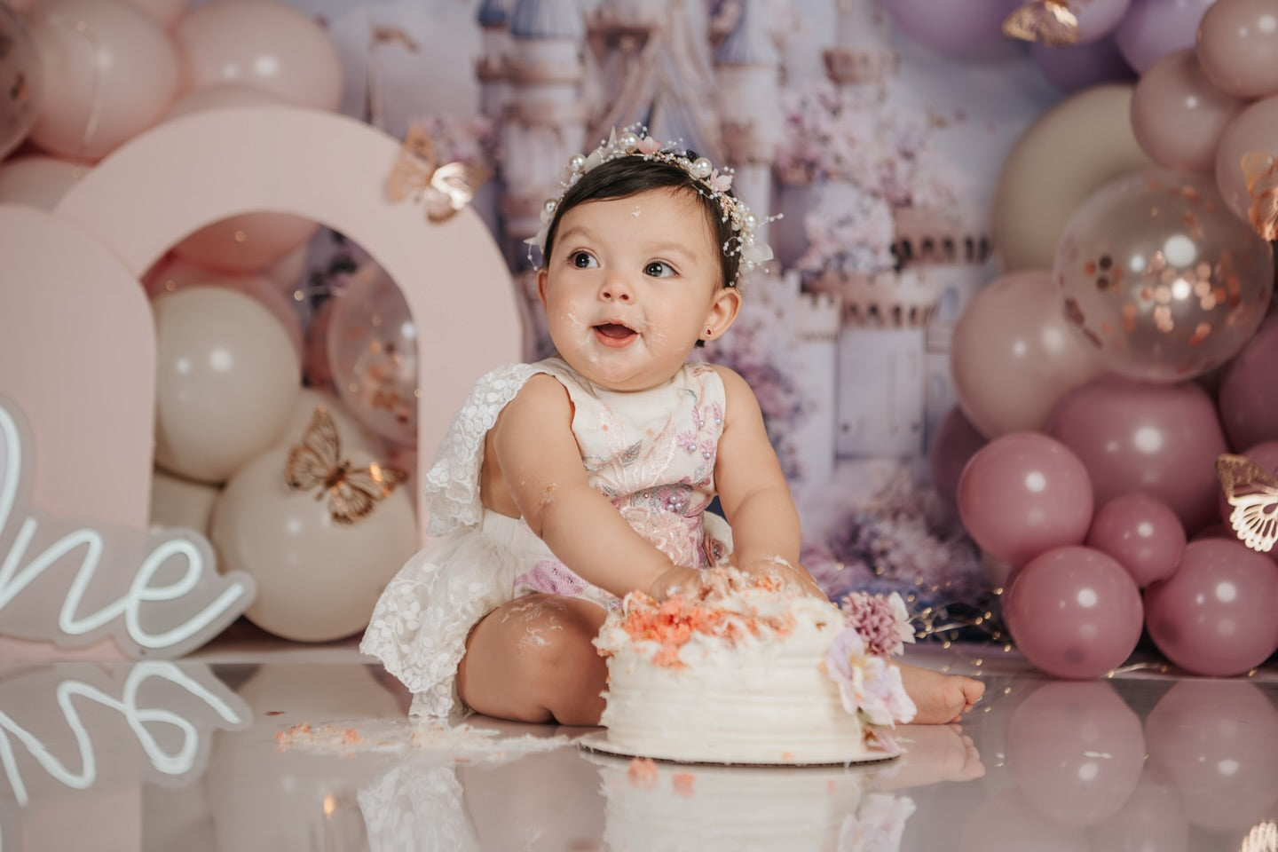 Fotografie Frühling Backdrops Königliches Schloss Blühender Garten Backdrop LXX1-160