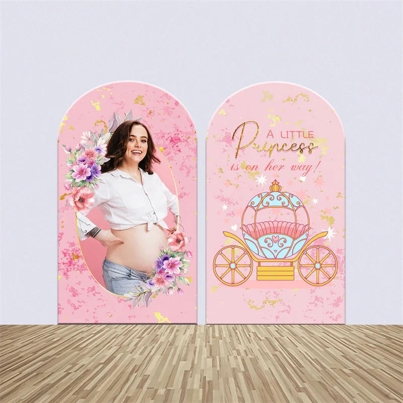 Baby-Dusch-Kulisse Mädchen Blush Royal Kutsche Arch Backdrop Kit LXX6-8