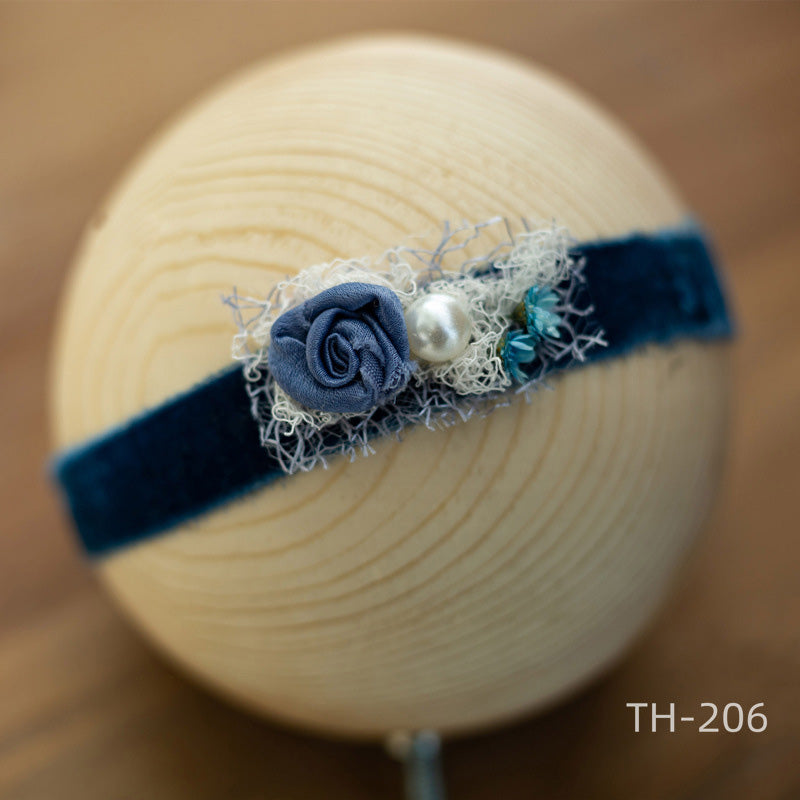Neugeborenen Fotografie Samt Blume Perle Stirnband Haarschmuck TH2