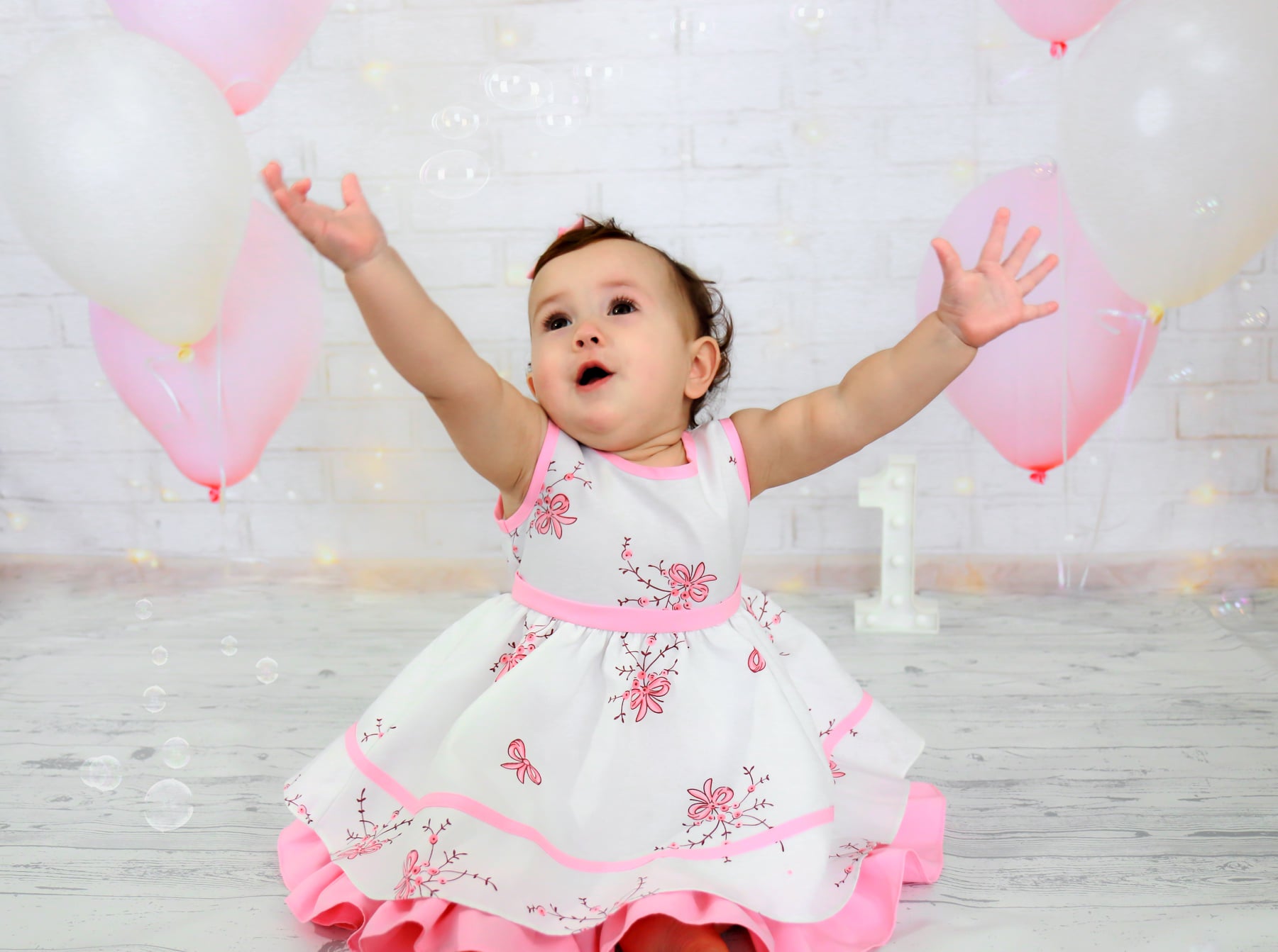 Weiße Backstein Wandleuchten Luftballons Fotostudio Hintergrund GC-62