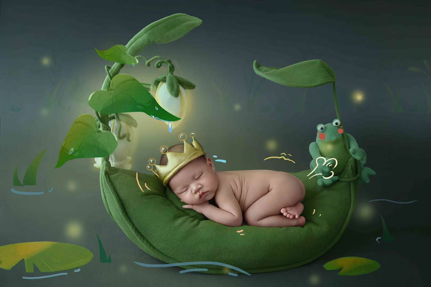 Neugeborenes Baby Fotografie Requisiten Frosch kleinen Prinzen Thema Kleidung & Kissen SYPJ12