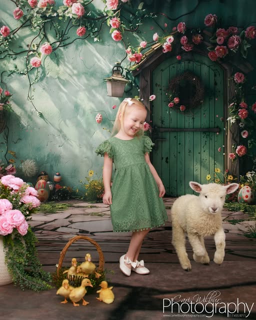 Backdrop mit Blumen Grüner Türkranz Backdrop BRP12-557