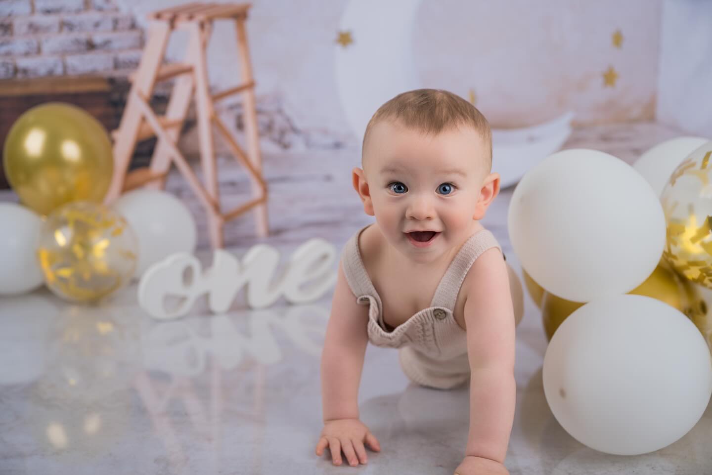 Weiße Wolken-Mond-Baby-Hintergrund für Fotostudio LV-1445