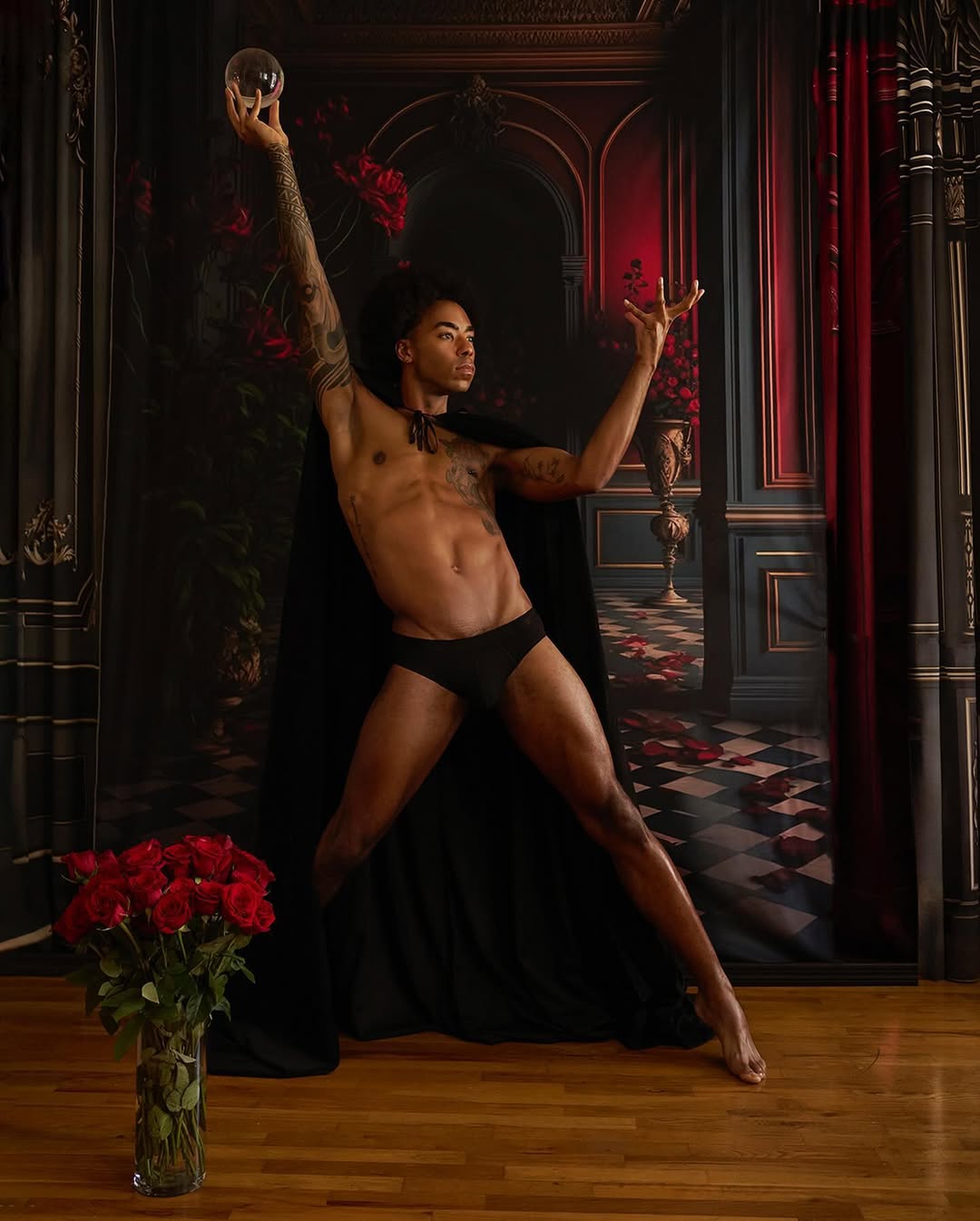 Rauminnenraum Blumenbogen Tür Hintergrund M5-10