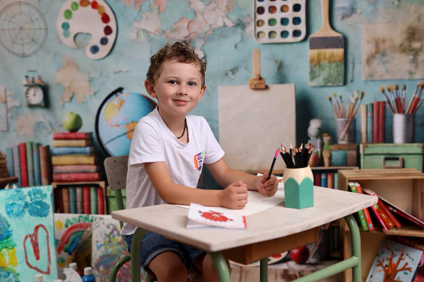 Back to School Gesprenkelte Wandhintergrundkulisse für Klassenzimmer RR7-239