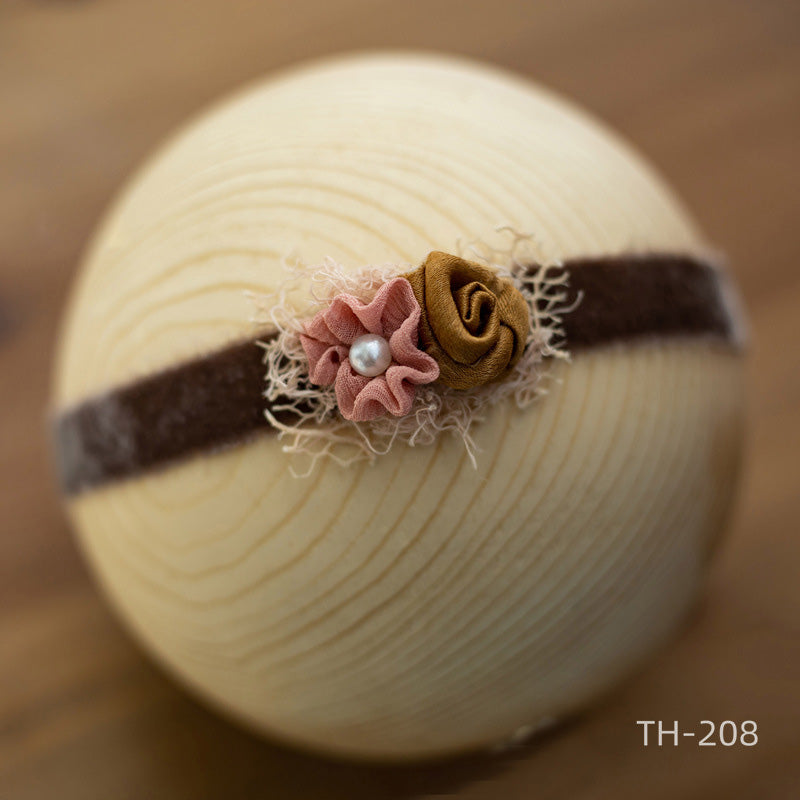 Neugeborenen Fotografie Samt Blume Perle Stirnband Haarschmuck TH2