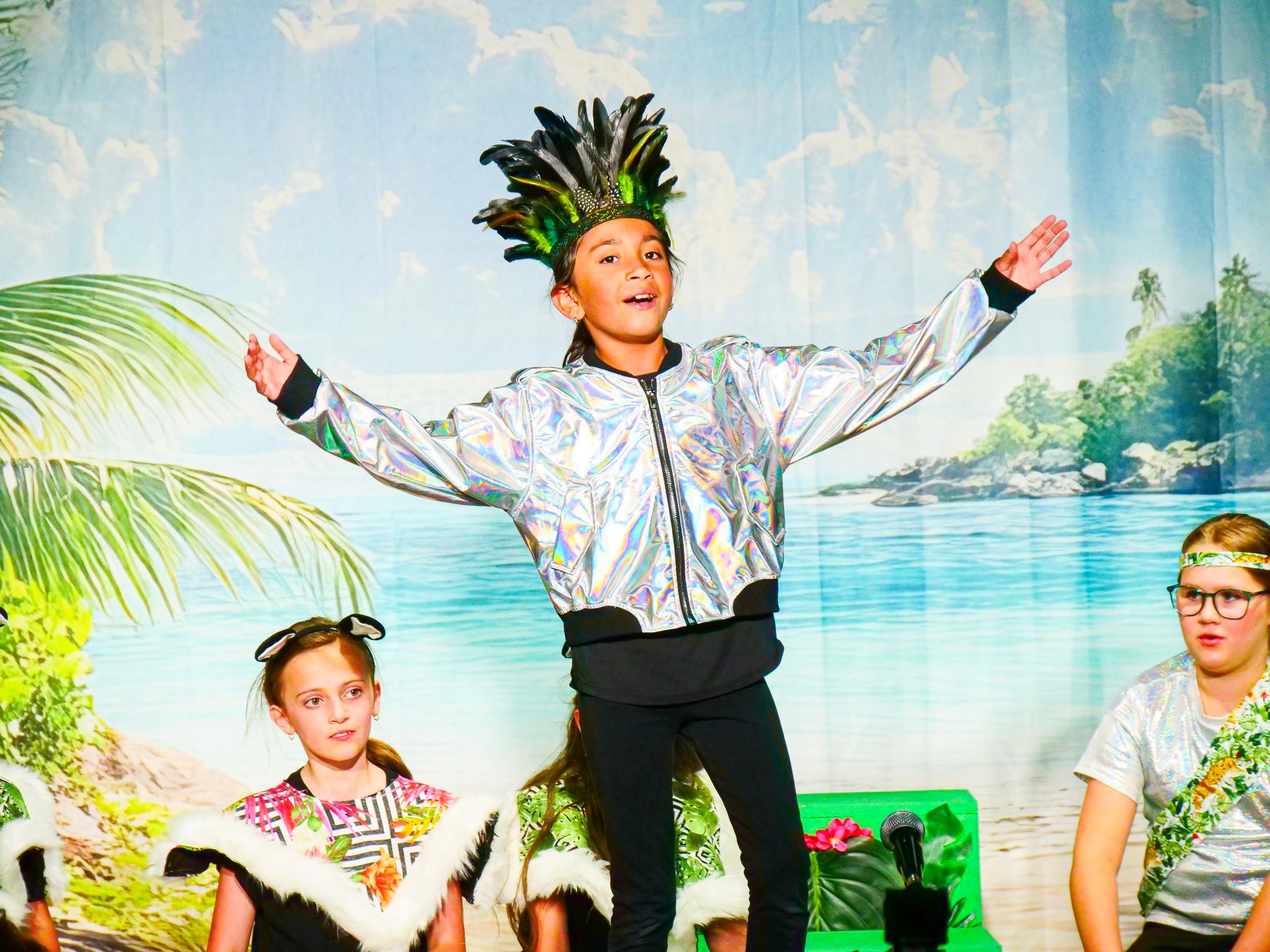 Fotohintergrund Strand Strandweg Palmblätter Sommerhintergrund CJJ3-235