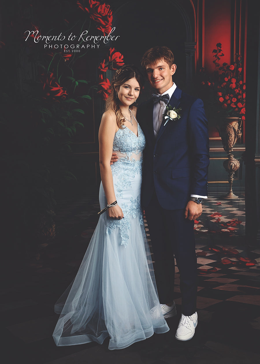 Rauminnenraum Blumenbogen Tür Hintergrund M5-10