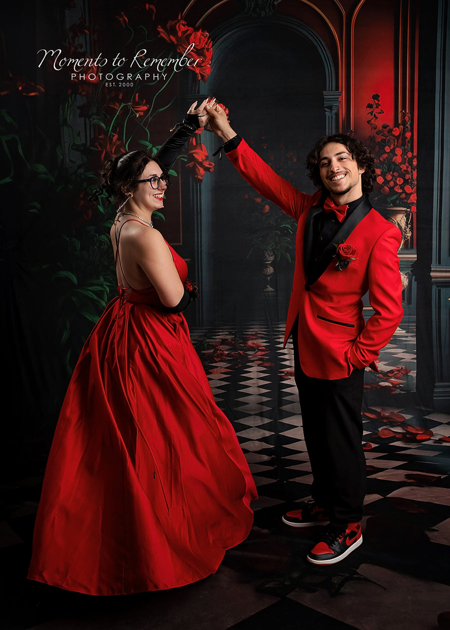 Rauminnenraum Blumenbogen Tür Hintergrund M5-10