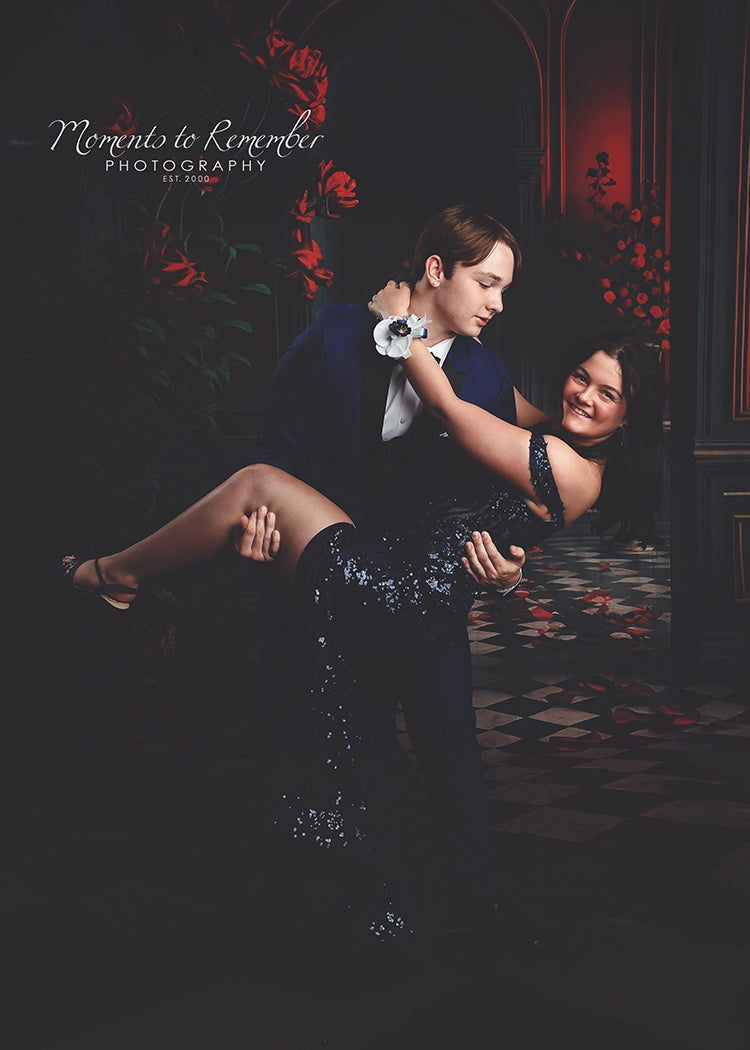 Rauminnenraum Blumenbogen Tür Hintergrund M5-10