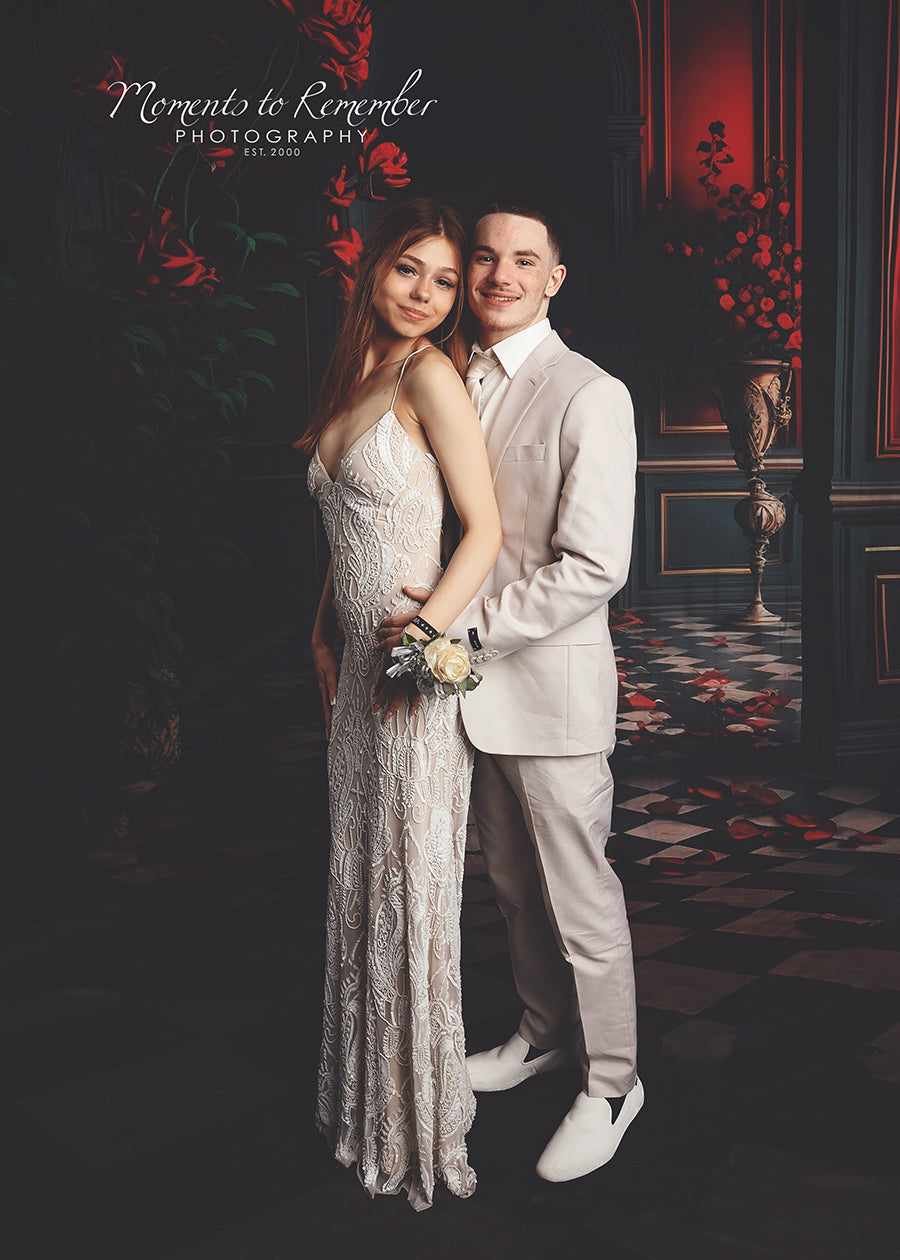 Rauminnenraum Blumenbogen Tür Hintergrund M5-10