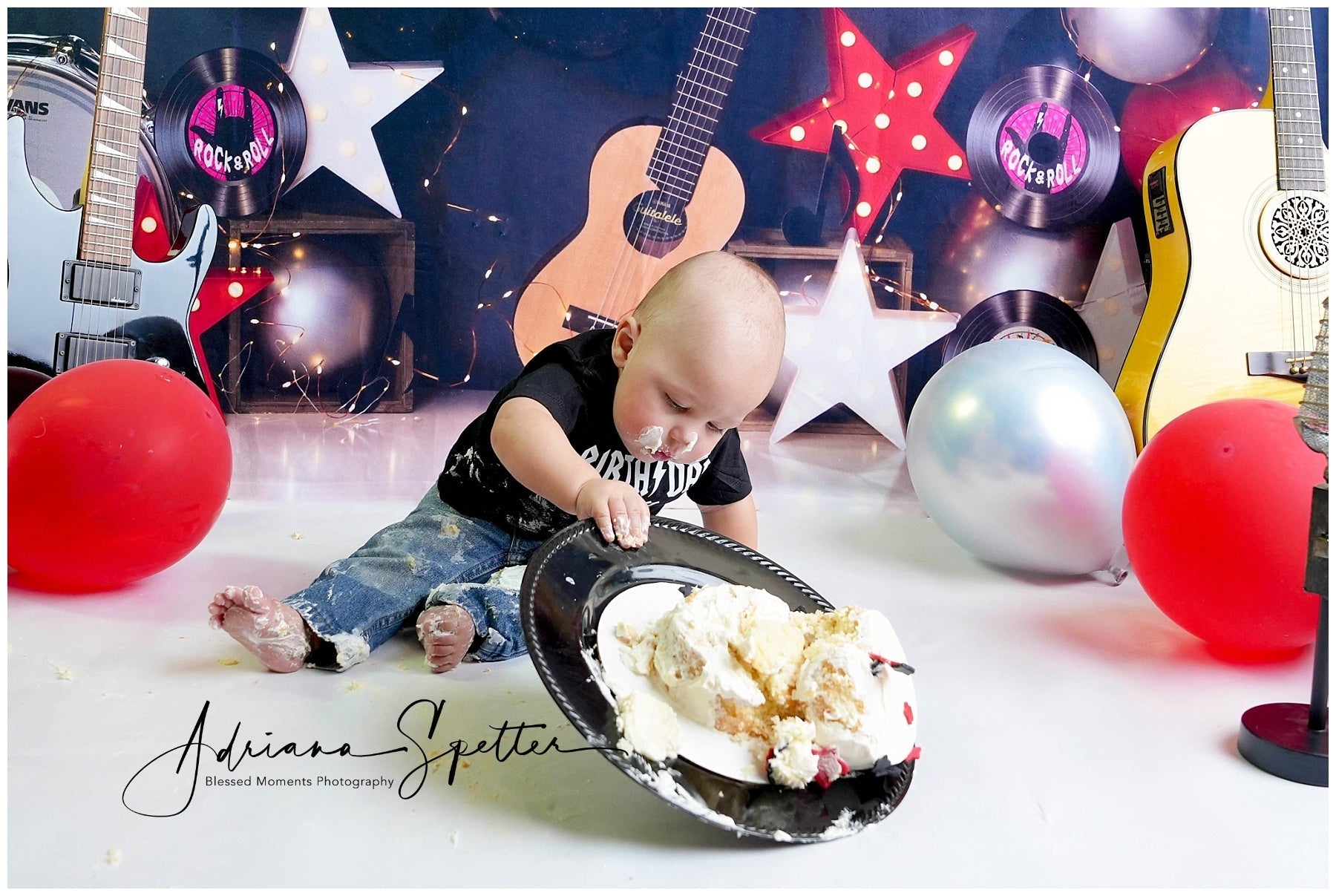 Cake Smash-Hintergründe Musikparty Luftballons Geburtstag Foto-Hintergrund MRR10-51
