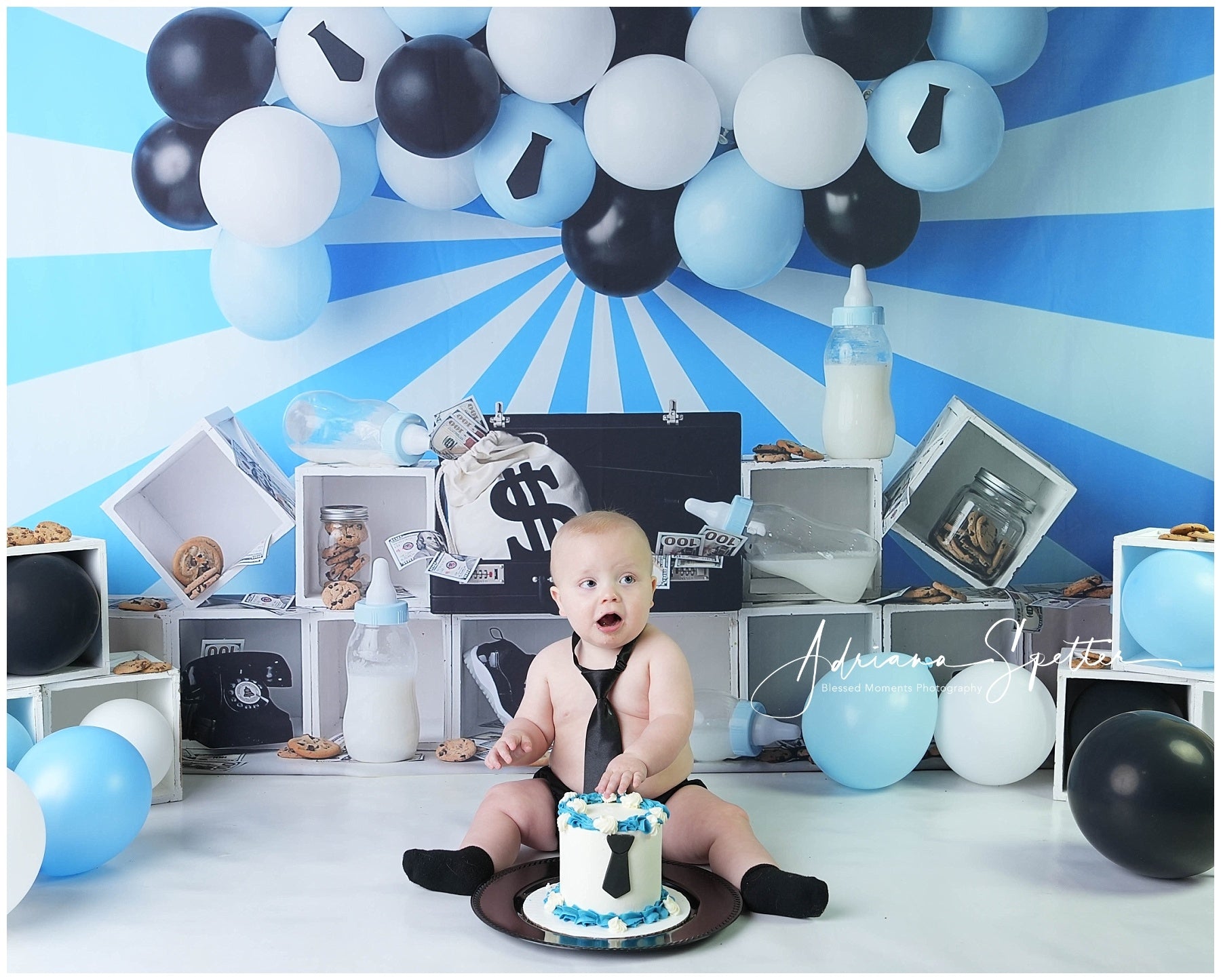 Kuchen-Smash-Hintergrund Geld Baby-Mottoparty Geburtstagshintergrund MRR10-47