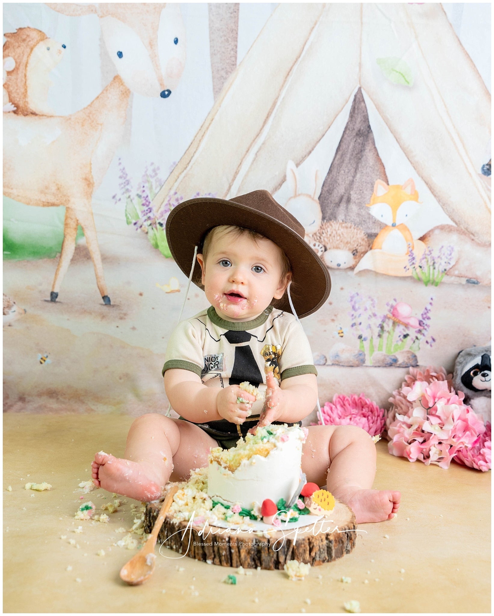 Wald-Hintergrund Tiere Zelt Bäume Neugeborenen-Fotografie-Hintergrund MRR10-29