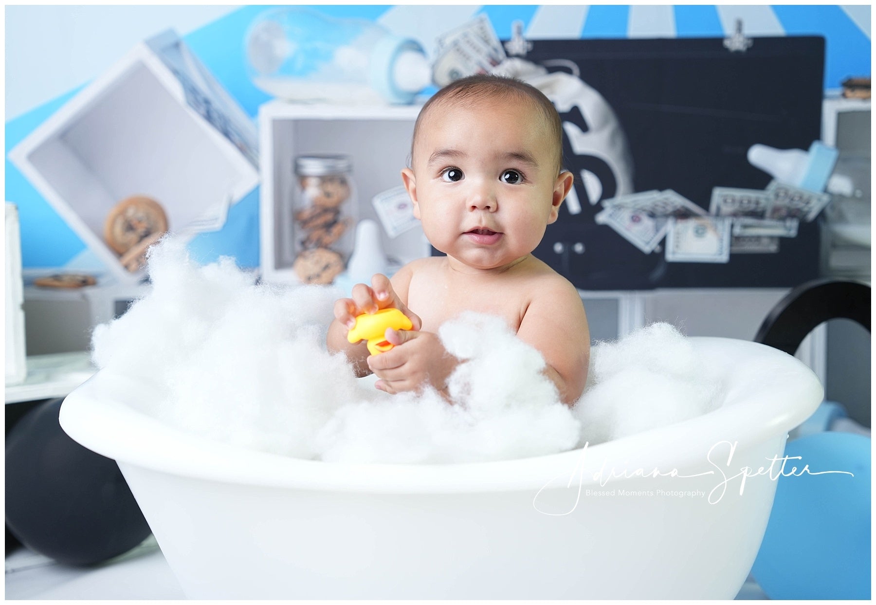 Kuchen-Smash-Hintergrund Geld Baby-Mottoparty Geburtstagshintergrund MRR10-47