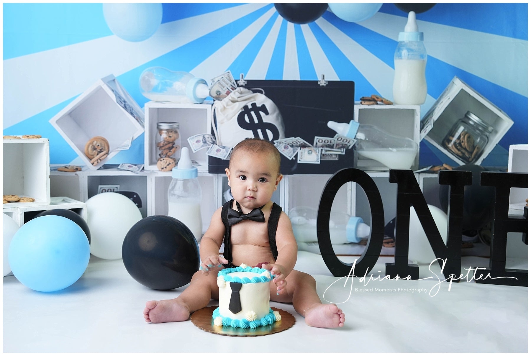 Kuchen-Smash-Hintergrund Geld Baby-Mottoparty Geburtstagshintergrund MRR10-47