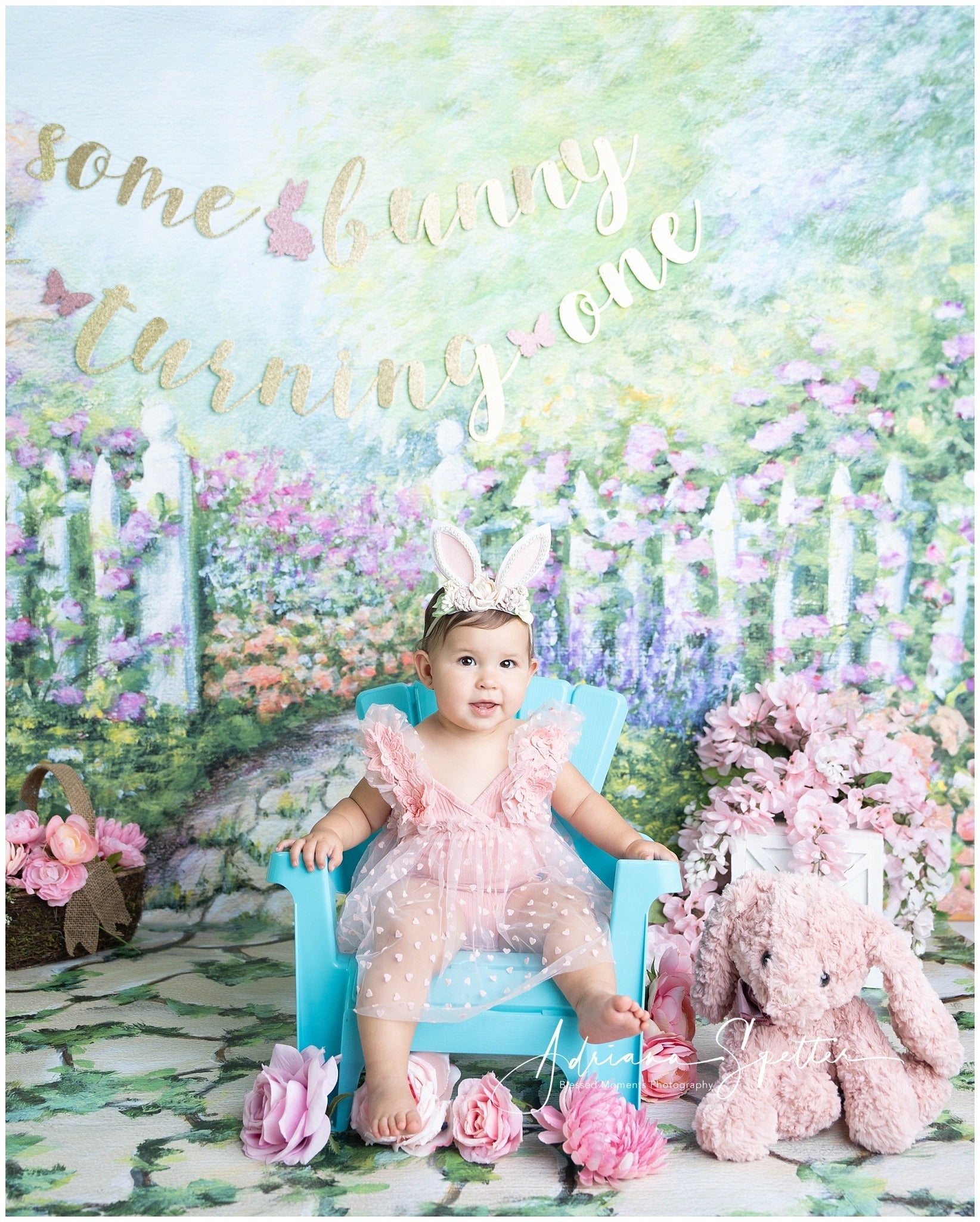 Neugeborenen-Hintergrund Blumengarten Weißer Zaun Kinder-Fotohintergrund MRR10-20