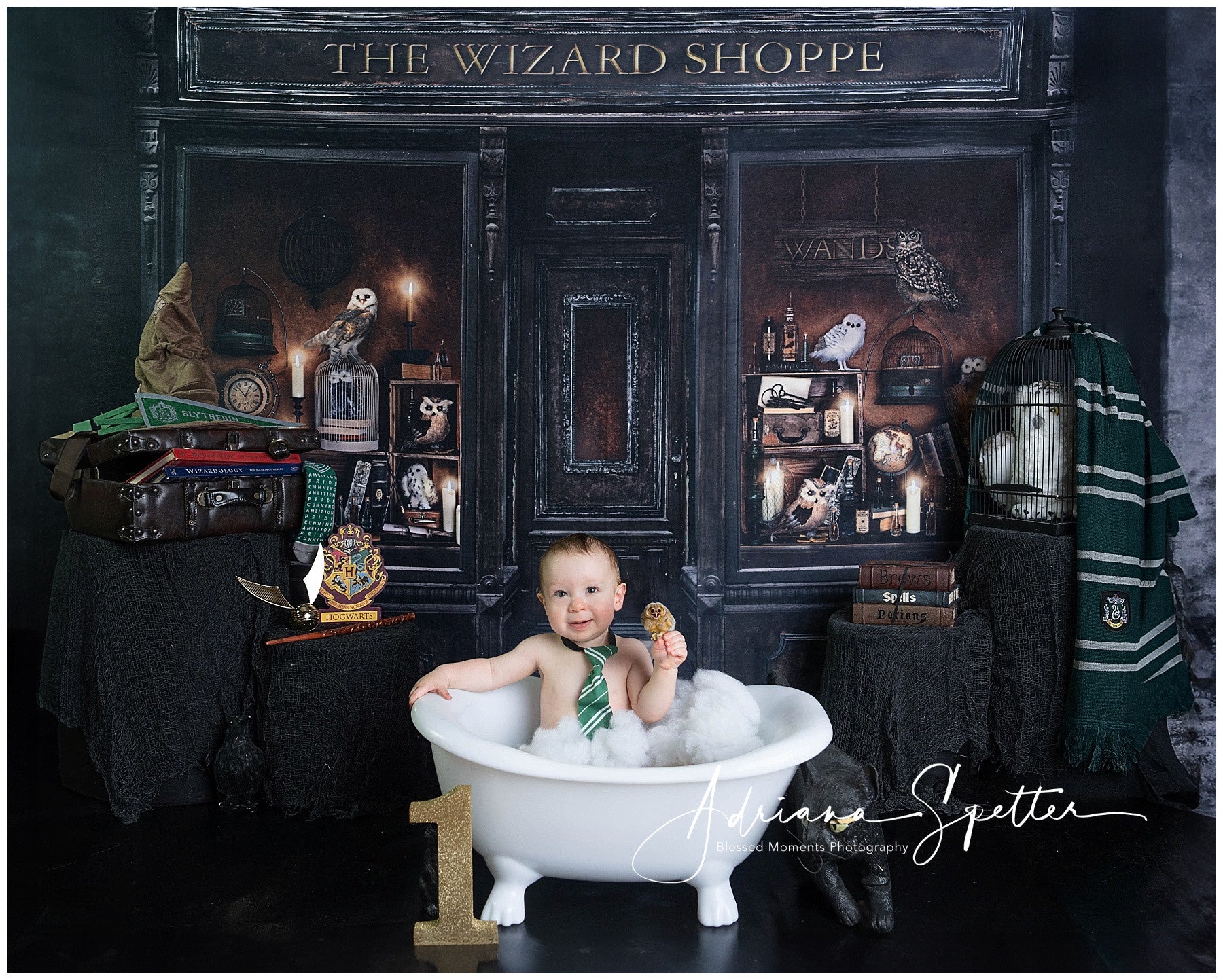 Halloween-Hintergrund Magischer Zauberer Schaufenster Halloween-Fotohintergrund MRR10-23