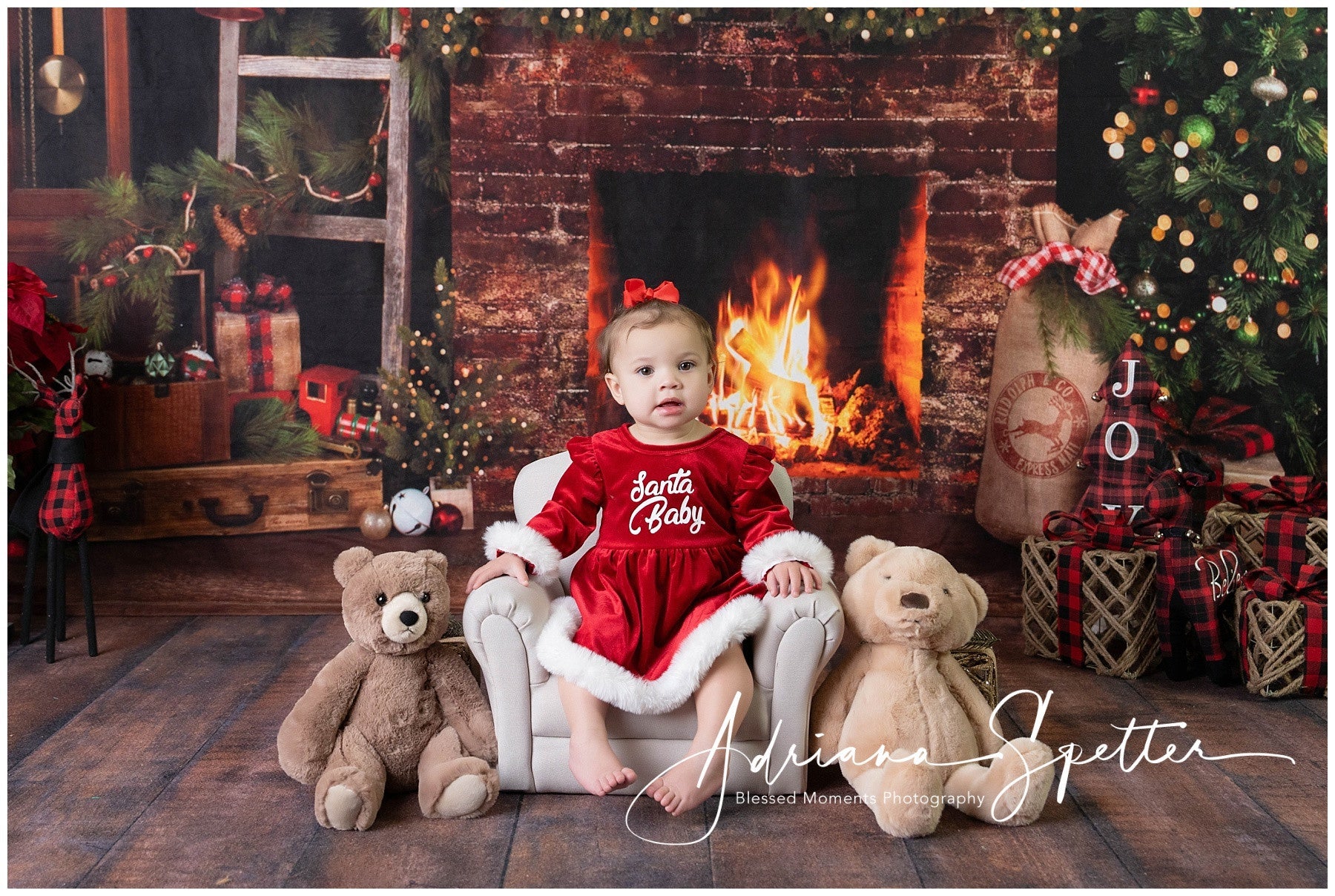 Weihnachts-Kamin-Fotohintergrund Rustikaler Kamin-Dekor Weihnachtsfoto-Fotohintergrund MRR9-129