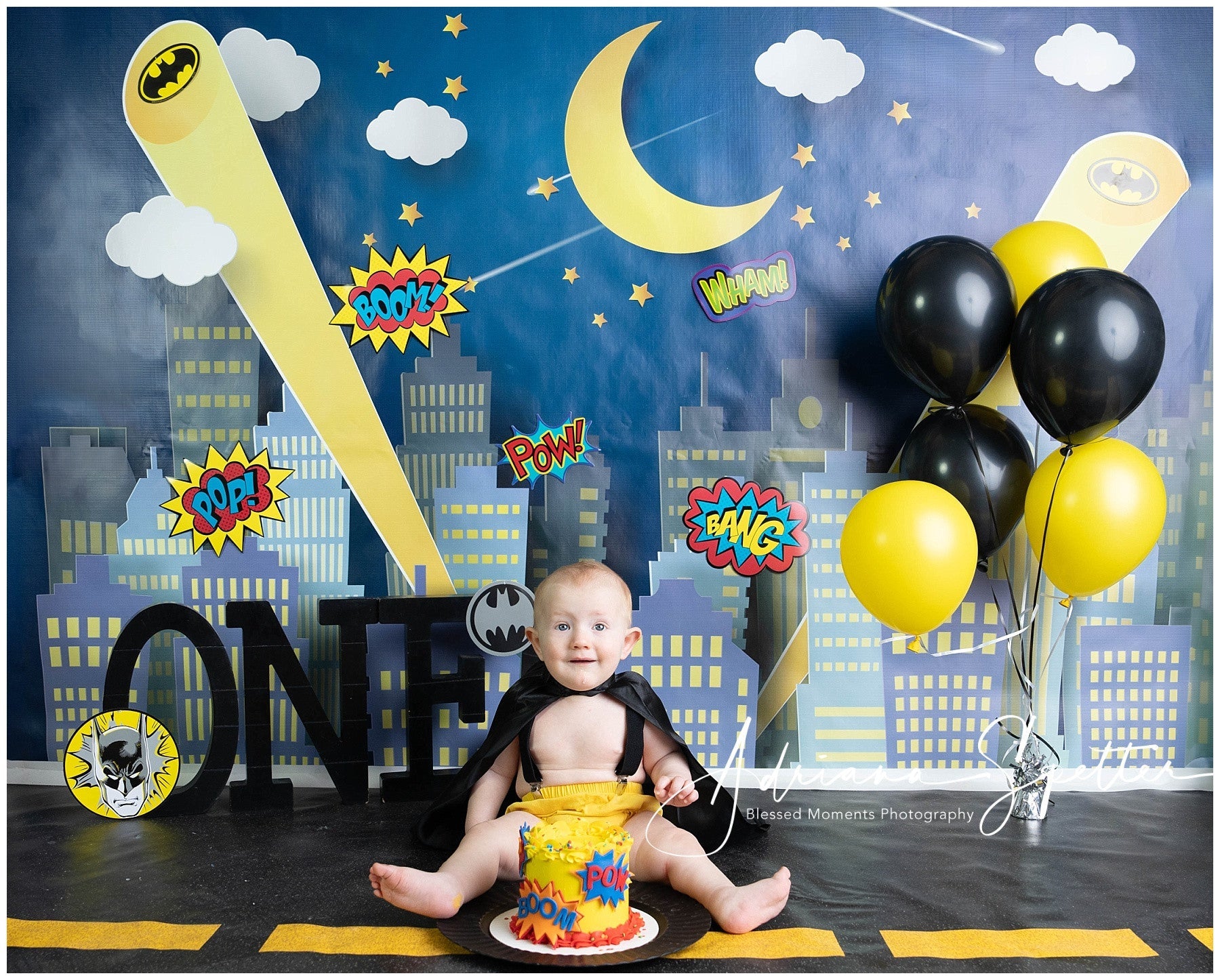 Neugeborenen-Fotohintergründe Nachtstadt Skyline Mondlicht Kinderhintergrund MRR9-128