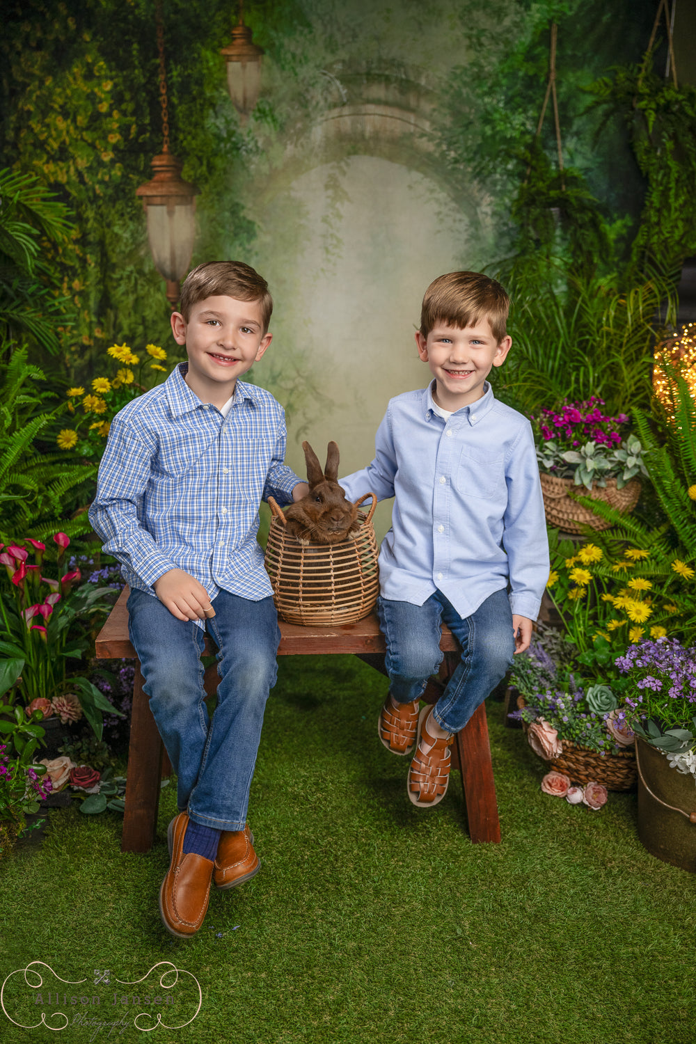 Zauberwald-Fotohintergrund Magischer Nebelbogen Laternen Wald-Fotohintergrund MRR9-94