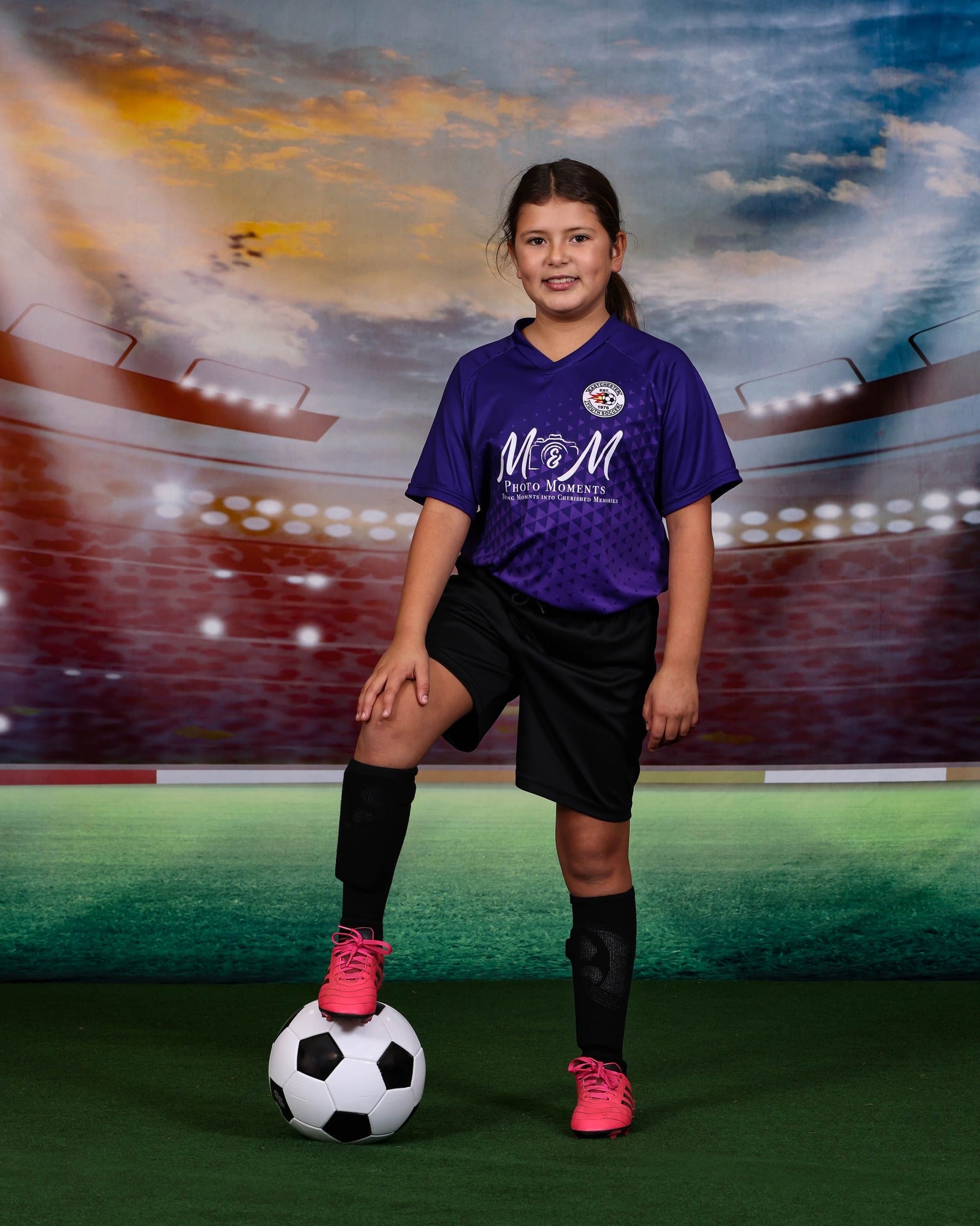 Nacht FußballPlatz Scheinwerfer s Sport Fotokabine Hintergrund M063