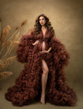 Elegantes mehrlagiges Tüll Rüschenkleid Mutterschaft Fotografie Kleid RB19