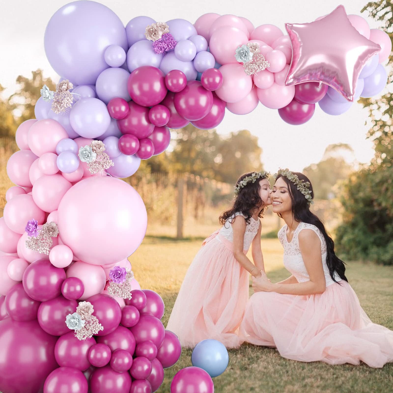 Rose Gold Pentagramm Macaron Licht lila Ballonkette BA17