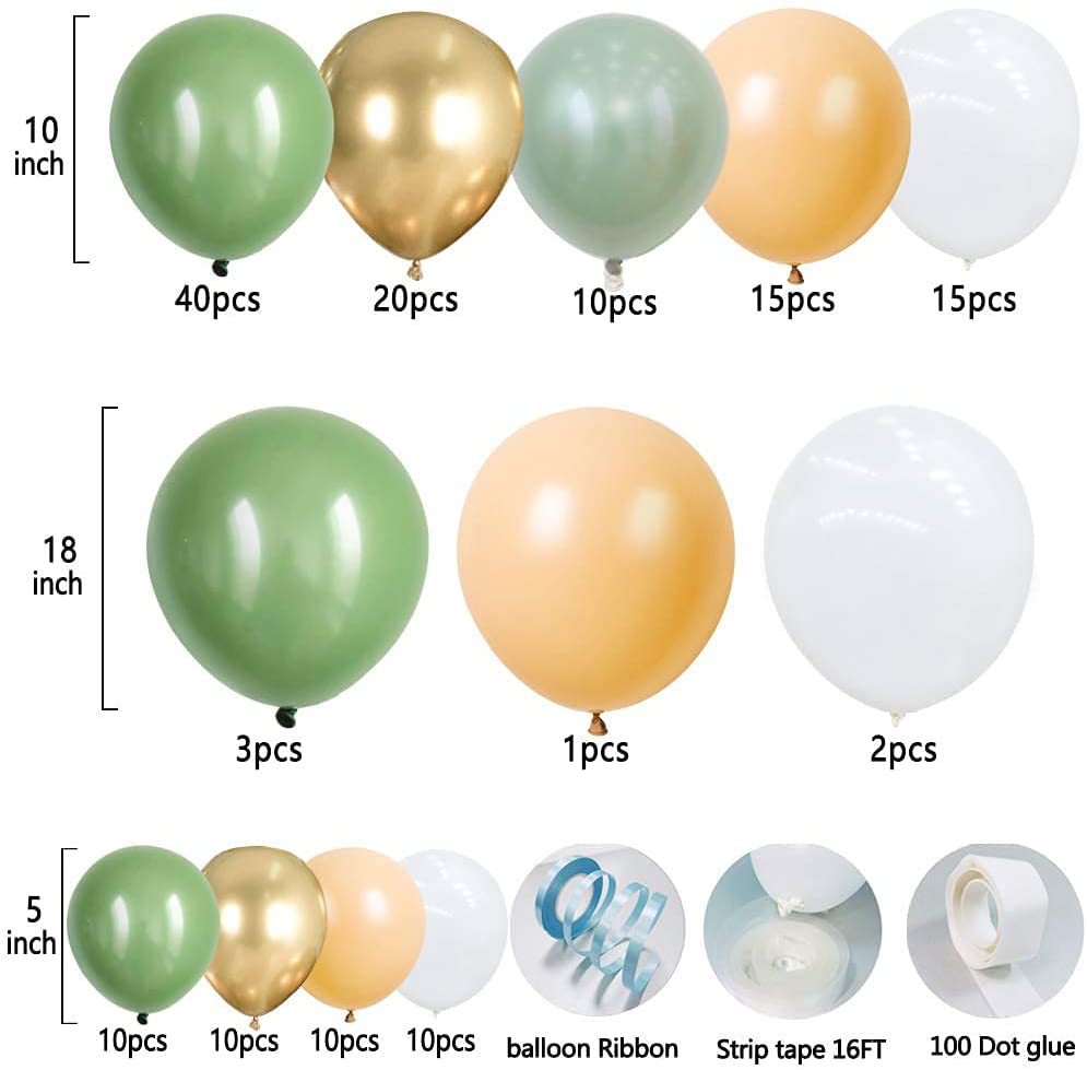 Vintage Avocado Grün Bogen Ballon Girlande Geburtstag Party Veranstaltungsort Dekoration BA29