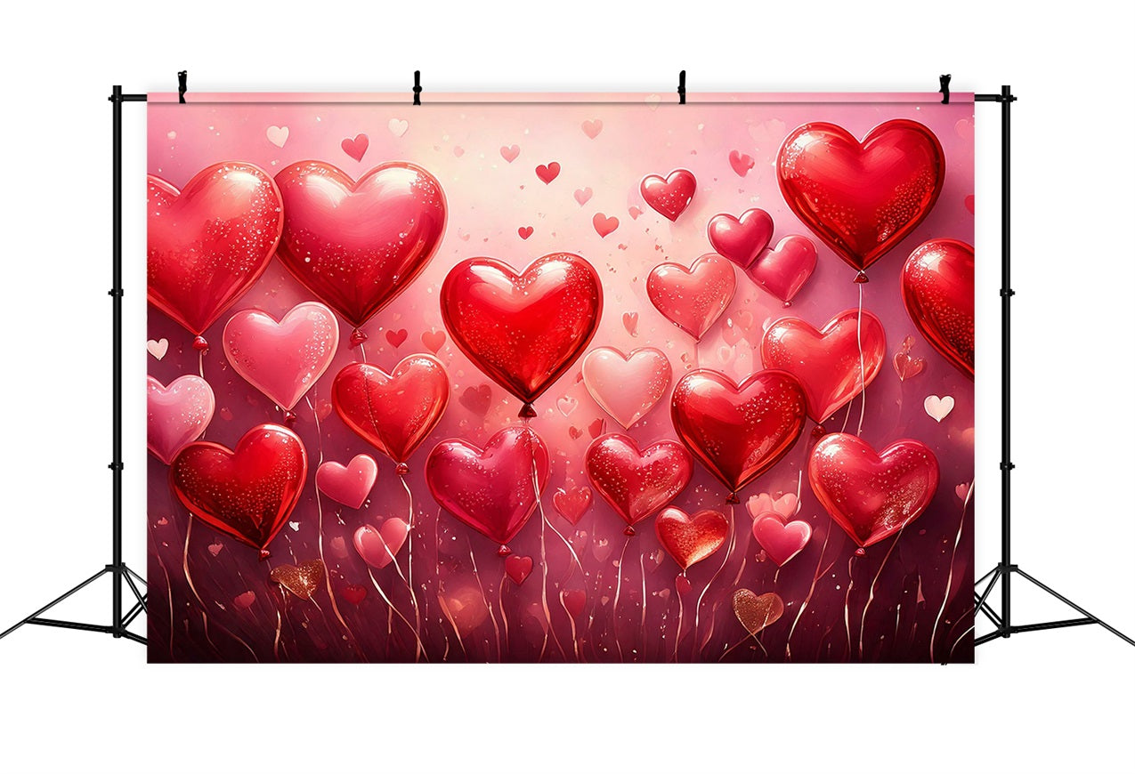 Valentine Backdrops Glitzerndes Rotes Herz Ballon Hintergrund BRP1-101
