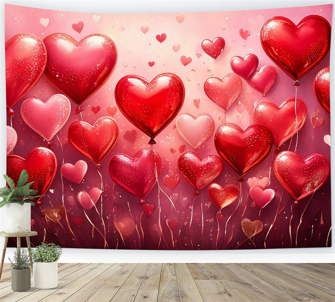 Valentine Backdrops Glitzerndes Rotes Herz Ballon Hintergrund BRP1-101