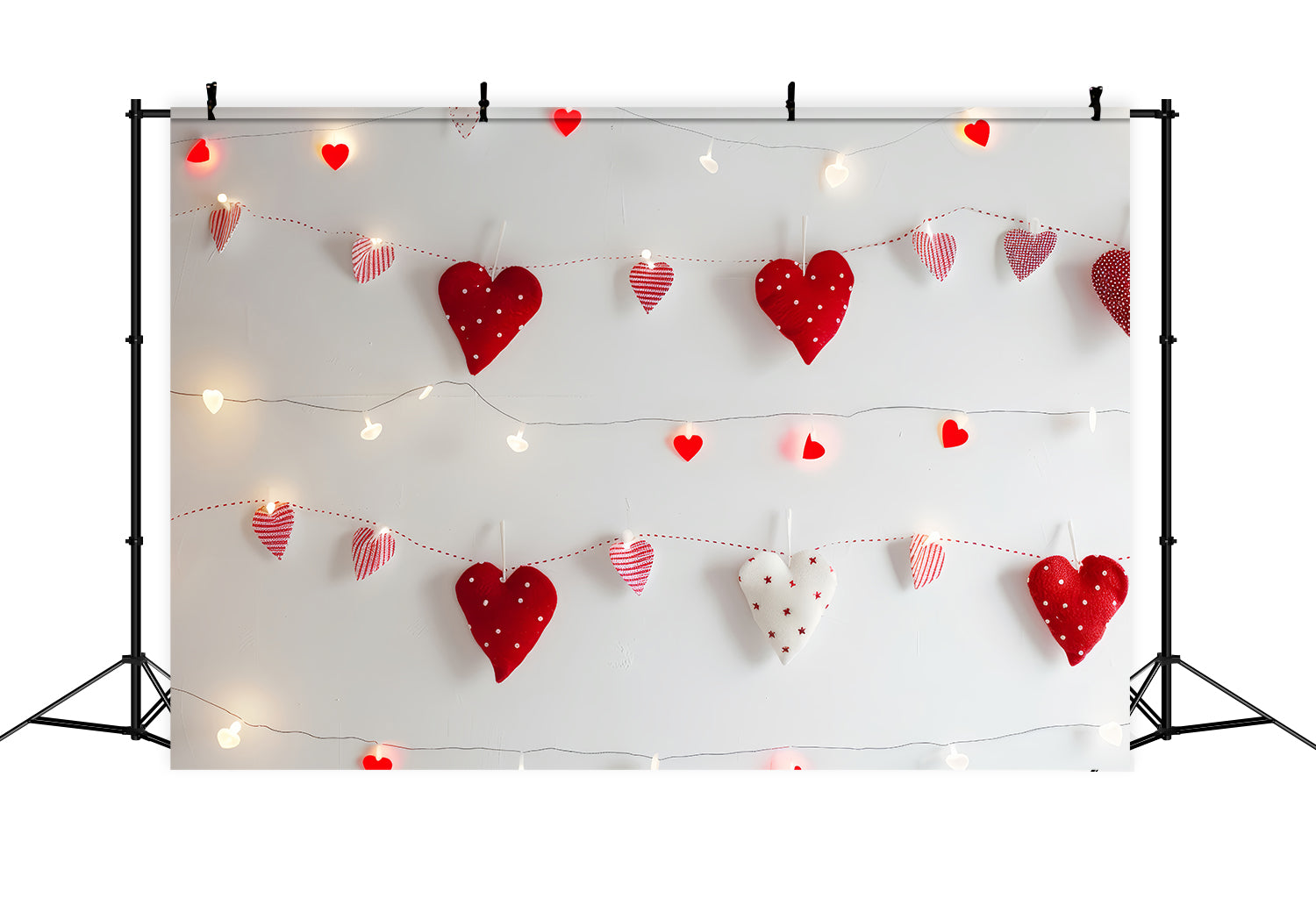 Valentine's Photo Backdrop Gemütliche Handgemachte Herzen Lichter Backdrop BRP1-102