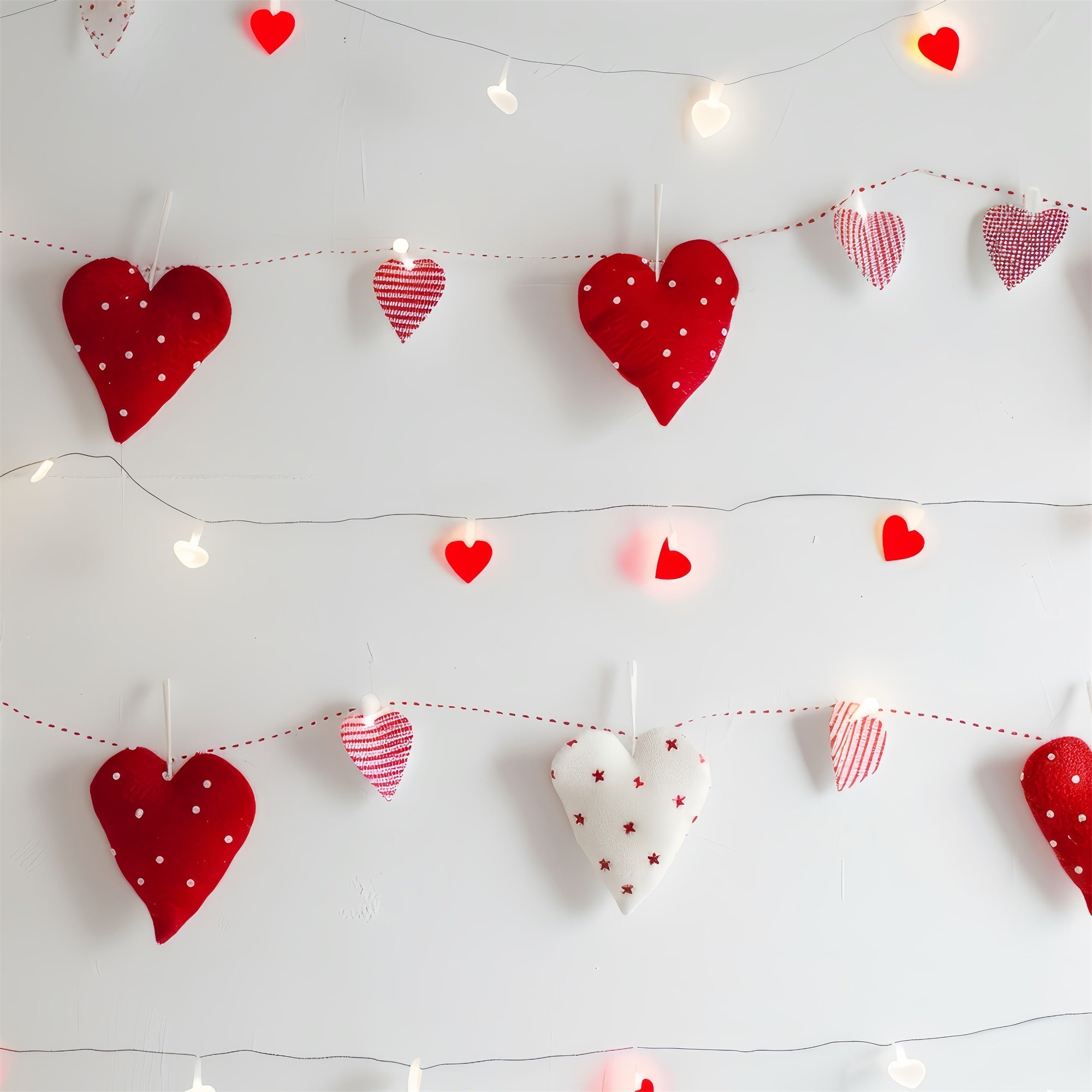 Valentine's Photo Backdrop Gemütliche Handgemachte Herzen Lichter Backdrop BRP1-102