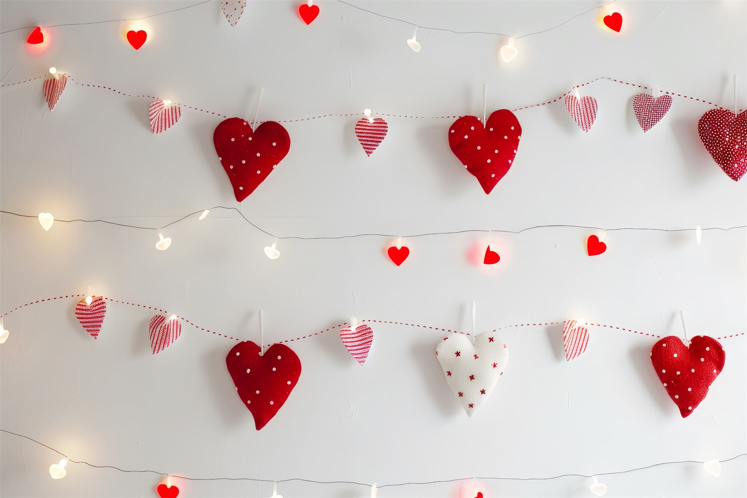 Valentine's Photo Backdrop Gemütliche Handgemachte Herzen Lichter Backdrop BRP1-102