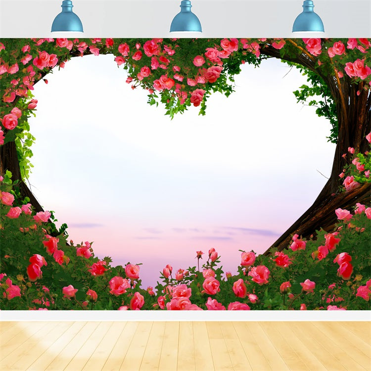 Valentine Backdrops Fotografie verträumt Sonnenuntergang Rose Herz Backdrop BRP1-103