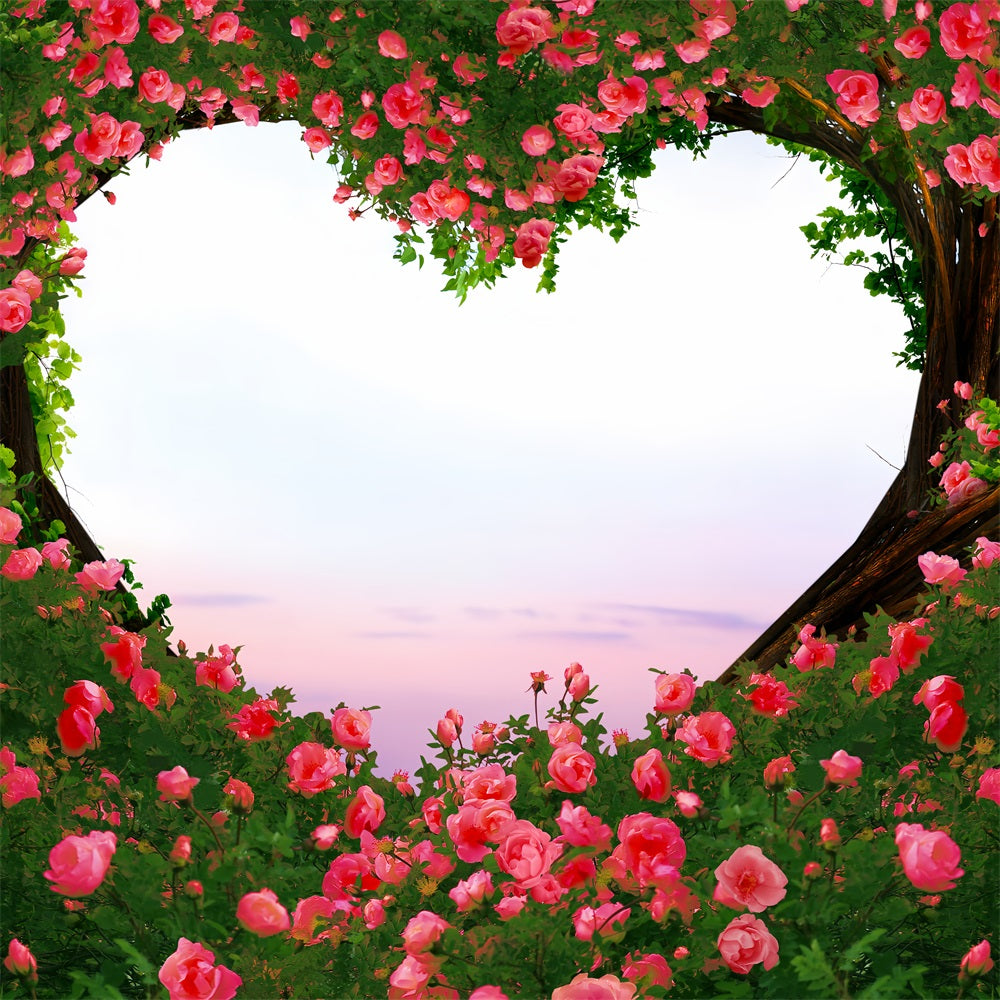 Valentine Backdrops Fotografie verträumt Sonnenuntergang Rose Herz Backdrop BRP1-103