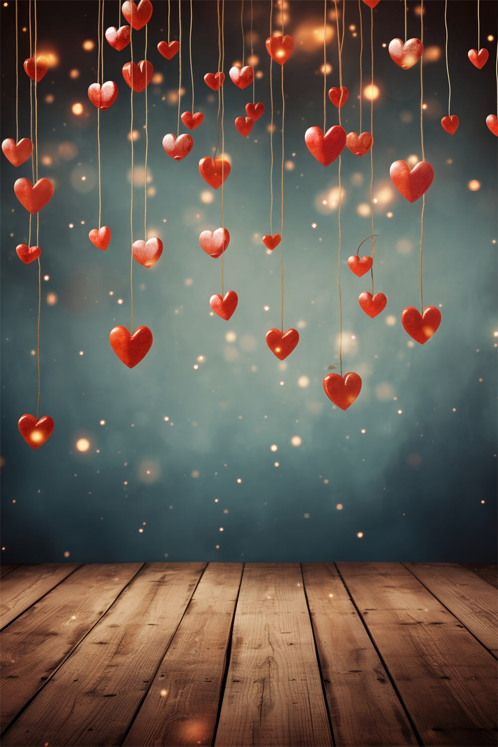 Valentine's Day Backdrop Glowing Heart String Festliche Kulisse BRP1-107