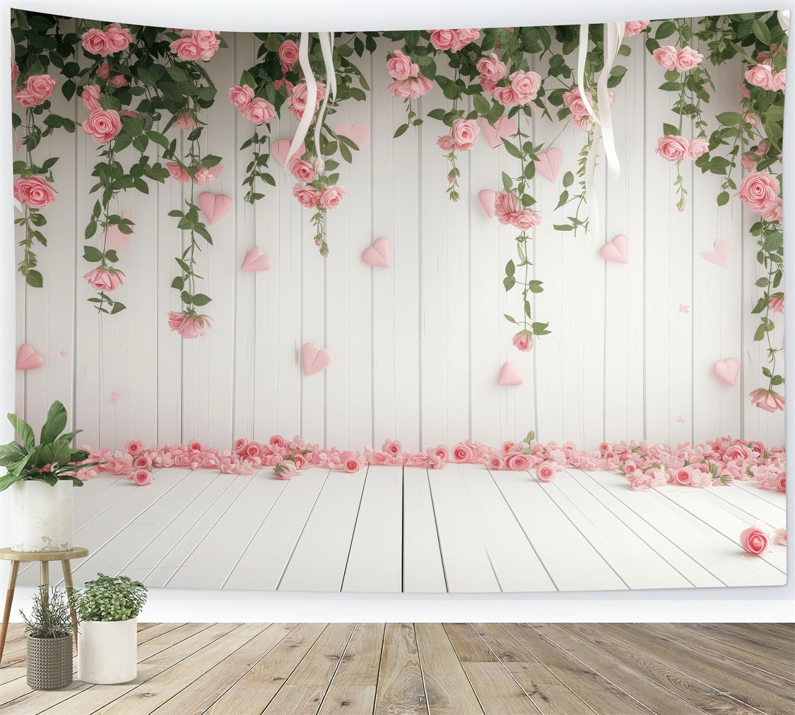 Valentinstag Backdrop Zarte florale Herzen Romantik Backdrop BRP1-110