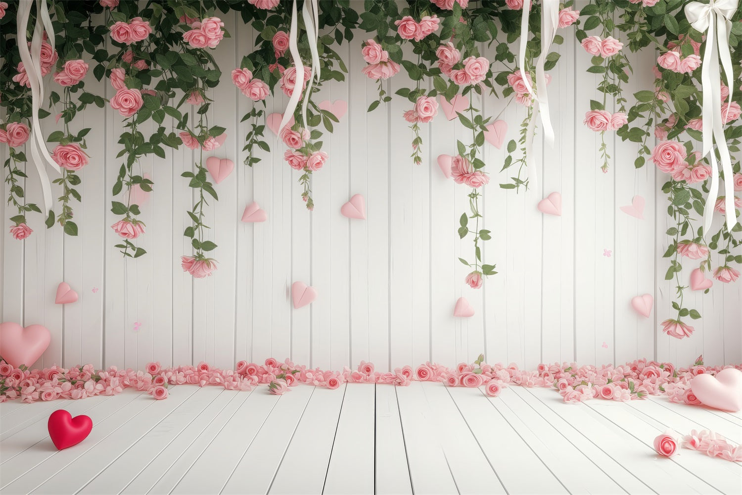 Valentinstag Backdrop Zarte florale Herzen Romantik Backdrop BRP1-110
