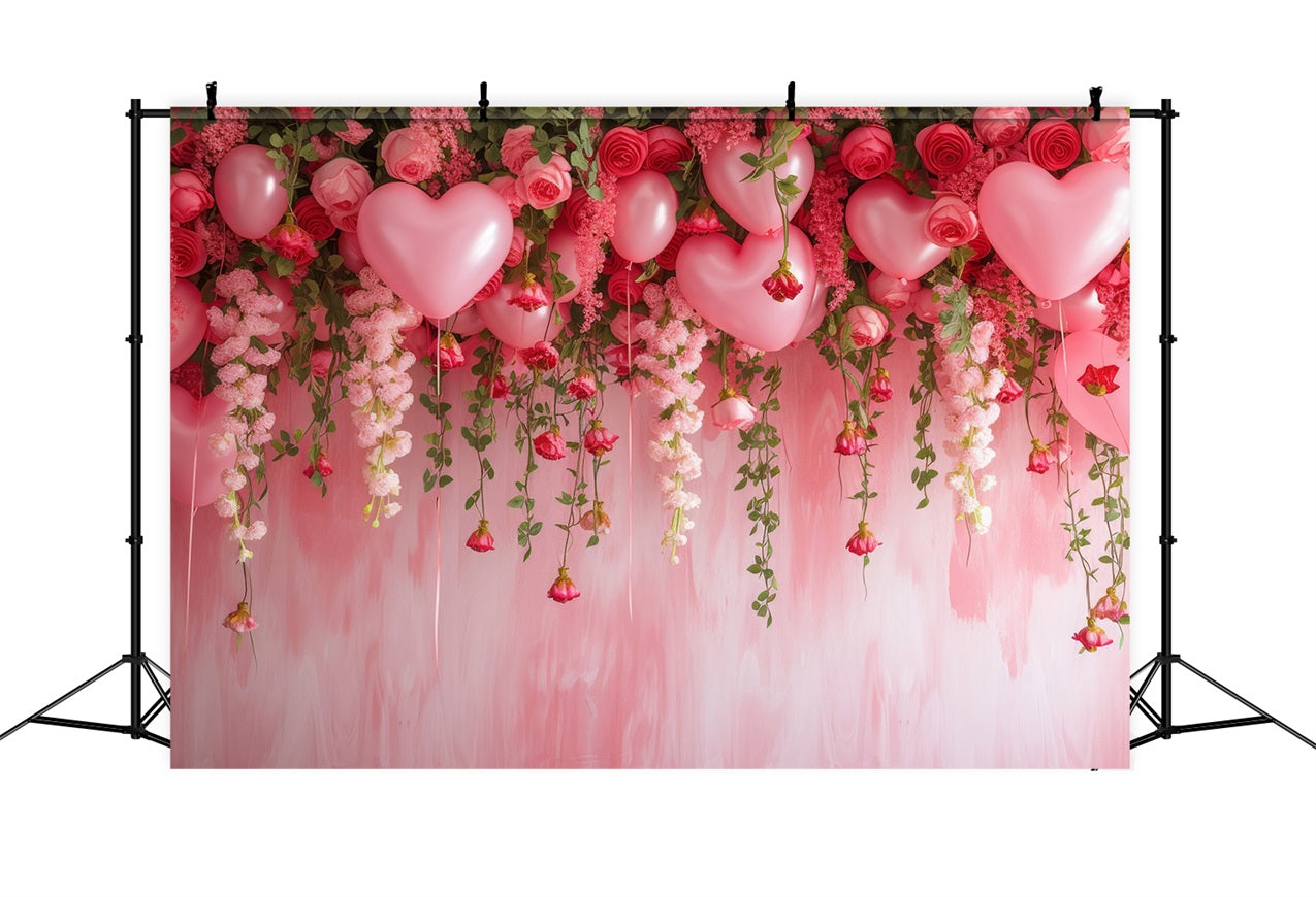 Valentine Backdrops Hängende Rosen Ballons Rosa Backdrop BRP1-111