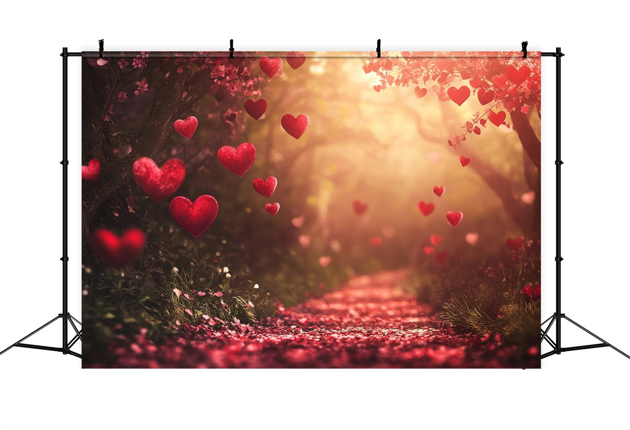 Valentinstag Fotohintergrund Rote Herzen Weg Hintergrund BRP1-119