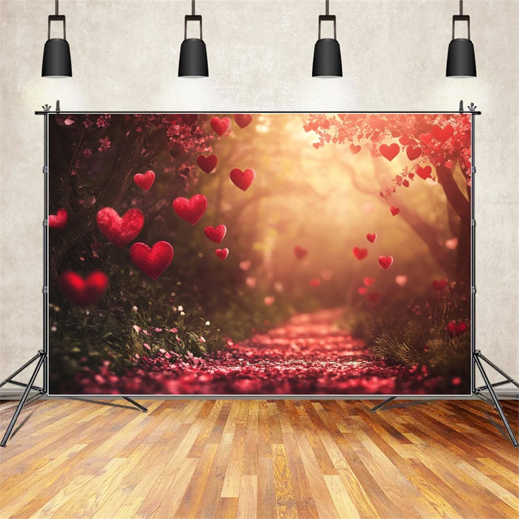 Valentinstag Fotohintergrund Rote Herzen Weg Hintergrund BRP1-119