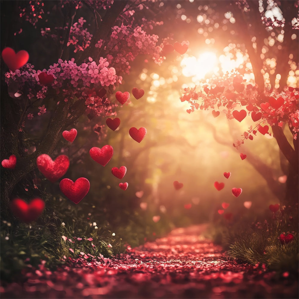 Valentinstag Fotohintergrund Rote Herzen Weg Hintergrund BRP1-119