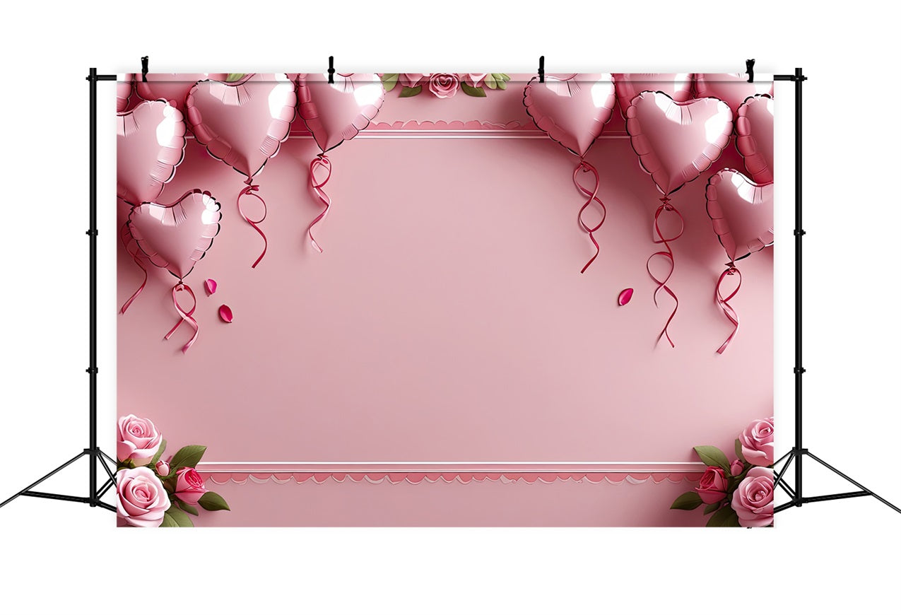 Valentinstag Backdrop Anmutig Rosa Luftballons Rose Backdrop BRP1-121