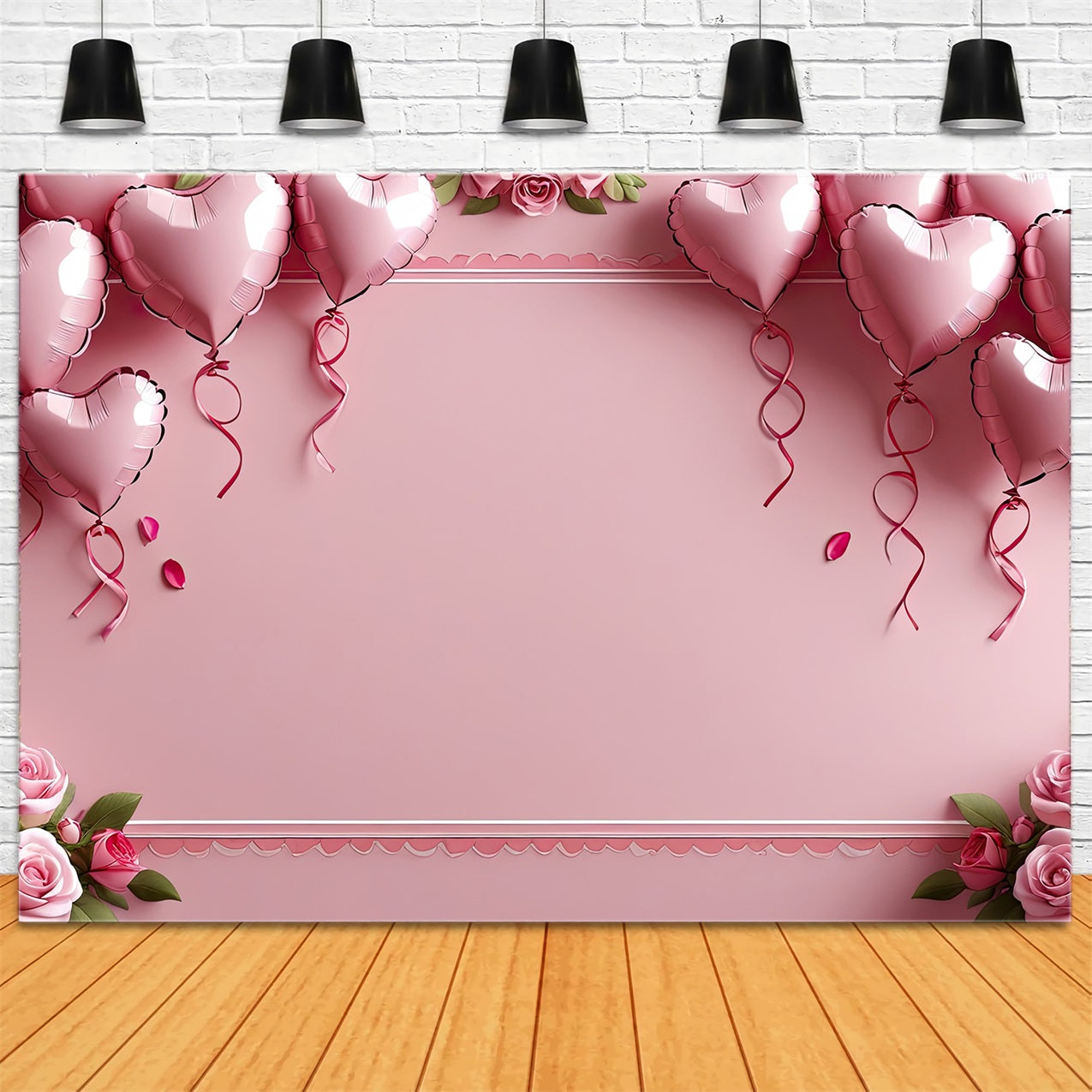 Valentinstag Backdrop Anmutig Rosa Luftballons Rose Backdrop BRP1-121