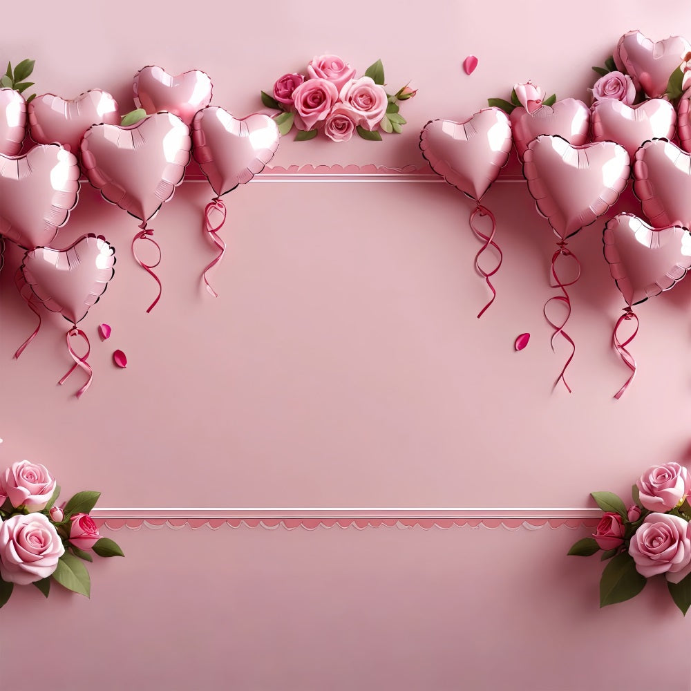 Valentinstag Backdrop Anmutig Rosa Luftballons Rose Backdrop BRP1-121