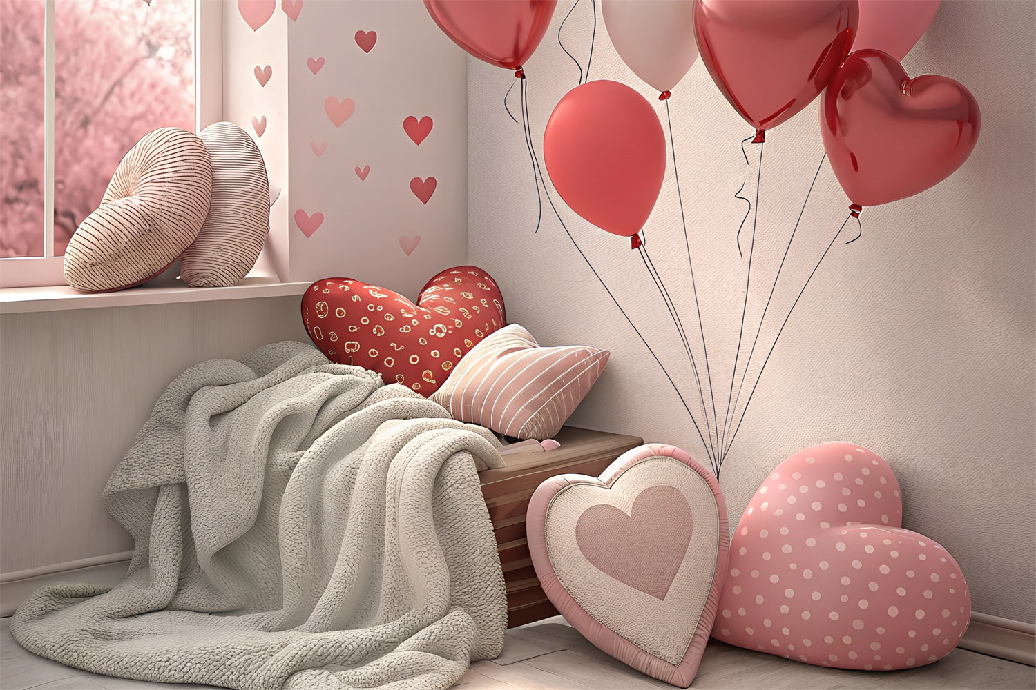 Valentine Backdrop Romantisches Herz Dekor Schlafzimmer Backdrop BRP1-123