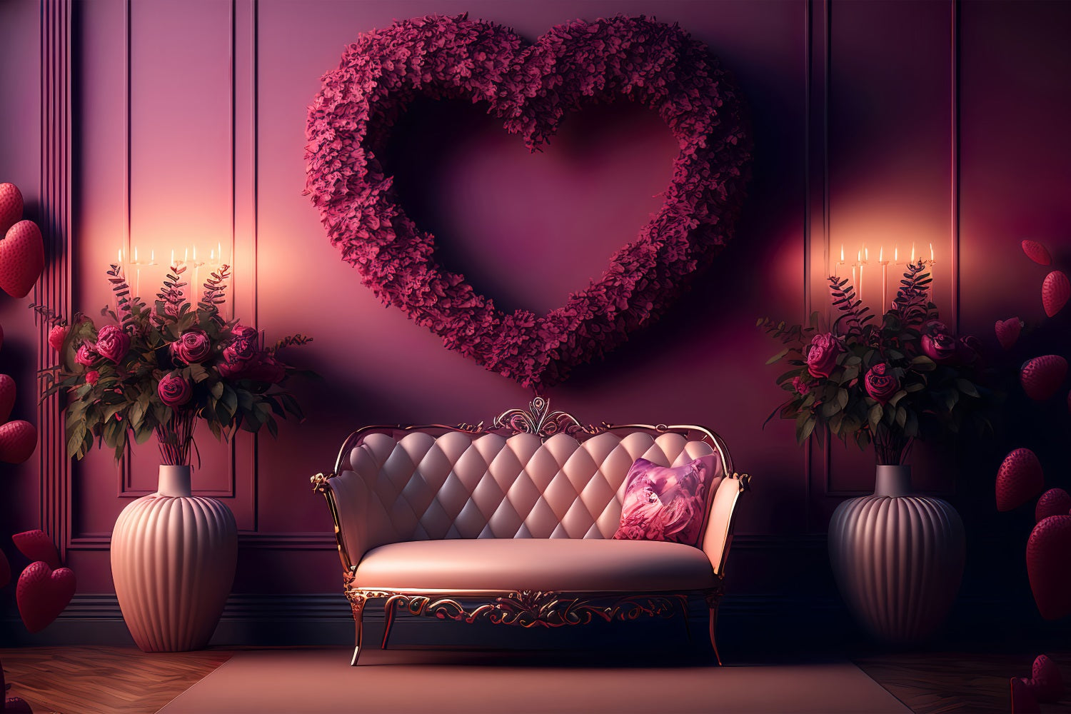 Valentinstag Backdrop Blumen Vase Sofa Einstellung Backdrop BRP1-124