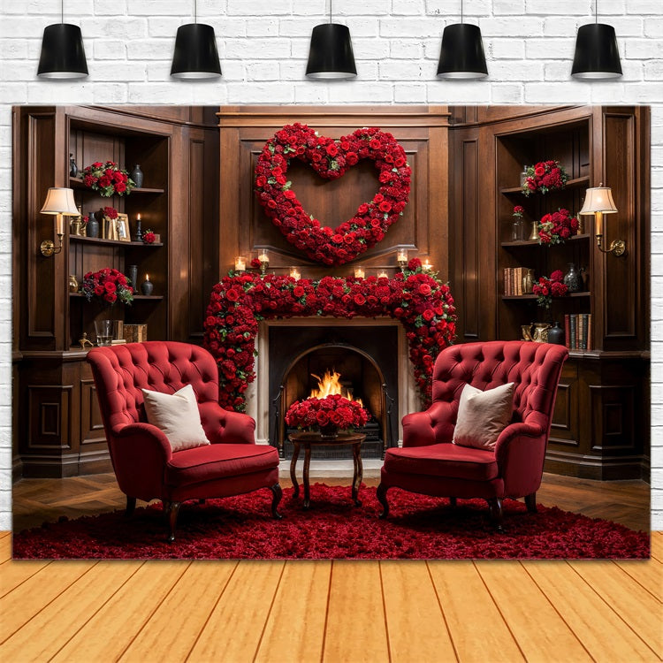 Valentine Backdrop Ideen Rote Rosen Herz Kamin Hintergrund BRP1-125